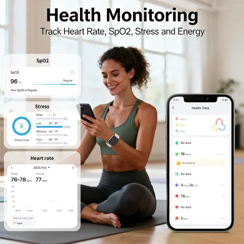 Miniatura 3 de Reloj de seguimiento de actividad física para mujeres y hombres, llamadas Bluetooth, pantalla HD de 1.83 pulgadas, 100 modos deportivos, frecuencia
