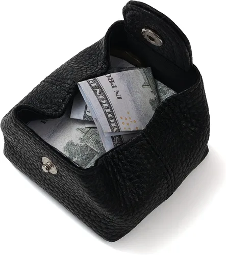 Miniatura 70 de Cockatoo Monedero de cuero genuino para cambio, mini billetera con bolsillo a presión para hombres y mujeres, Rojo (Aurora Red), Casual