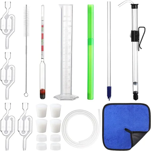 LemonRoad Kit de sifón de vino, sifón para elaboración de vino con bomba automática, tubo, varita de embotellado, 4 esclusas de aire y 4 tapones,