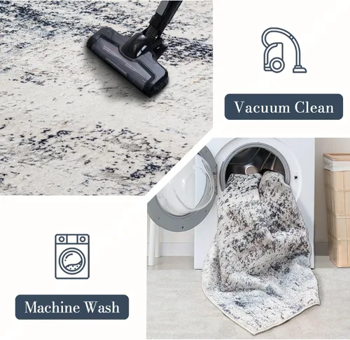 Miniatura 4 de Alfombra de área de 5 x 7, alfombra bohemia vintage, ultra suave, de pelo bajo, lavable, antideslizante, resistente a las manchas, alfombra impresa