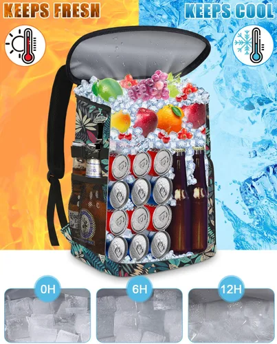 Miniatura 4 de Mochila enfriadora aislada a prueba de fugas, impermeable, mochila enfriadora de 30/45 latas, gran capacidad, ligera, para viajes, camping, playa