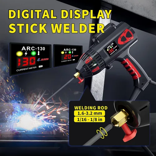 Miniatura 3 de GZ GUOZHI Máquina de Soldar Portátil de Mano, Soldador de Arco de 110V 130Amp Soldador de Mano Portátil, Inversor IGBT con Pantalla Digital, Juego