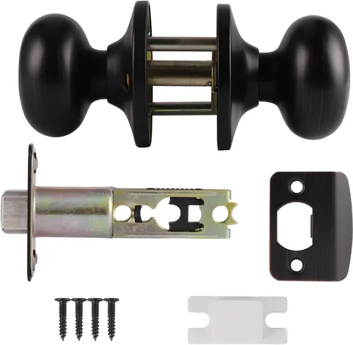 Miniatura 5 de Probrico - Perillas de puerta de paso sin cerradura, bronce aceitado para puerta interior de pasillo, perillas de puerta de armario sin bloqueo, Oil