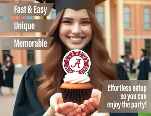 Miniatura 3 de Suministros de fiesta de la Universidad de Alabama para fútbol de Bama, regalo de cumpleaños Roll Tide, pancarta de fiesta de graduación de UA