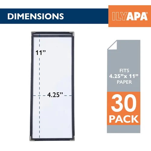 Miniatura 2 de Ilyapa Paquete de 30 fundas de menú de 4.25 x 11 pulgadas, una sola página, 2 vistas, cubiertas de menú de restaurante, fundas de plástico