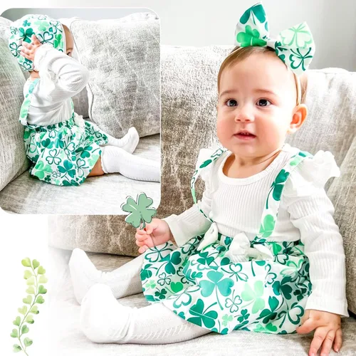 Miniatura 58 de Unutiylo Ropa de bebé recién nacida prematura con tirantes, traje de otoño e invierno, traje de manga larga con volantes