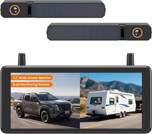Miniatura 9 de AUTO-VOX Cámara de respaldo inalámbrica solar con monitor de 5" 1080P: Batería de 5000mAh, 2 minutos de instalación DIY y 2 cámaras de respaldo