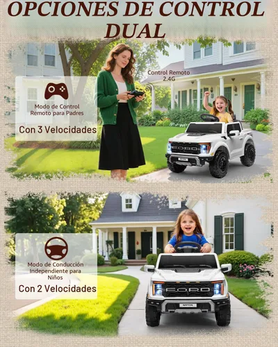 Miniatura 3 de First Ride On Ford F-150 Raptor con Licencia - Camión de Paseo para Niños de 12V, Juguetes de Montar para Niños Pequeños con Control Remoto, Blanco