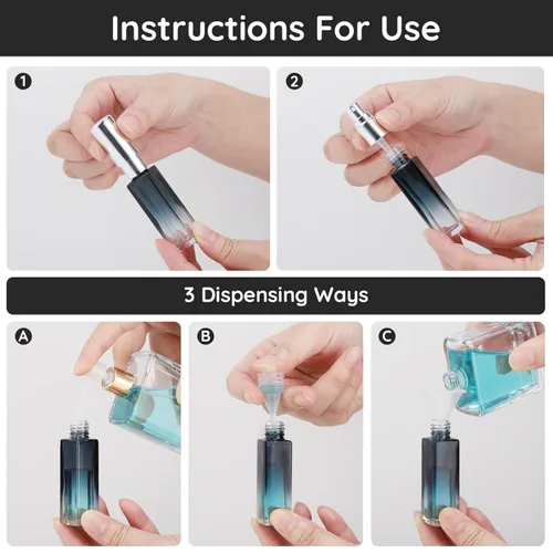 Miniatura 4 de Botellas de perfume Segbeauty para viaje, recargables, de 10 ml, contenedores de perfume de vidrio con embudo y pipeta, 5 unidades, 10