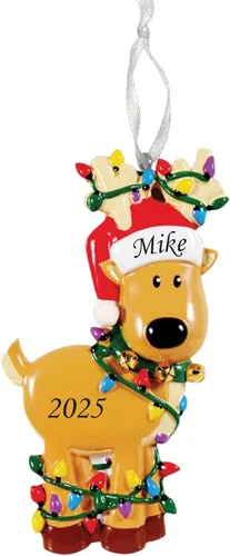 Miniatura 13 de 2025 Adorno de Navidad personalizado para niños – Recuerdo festivo con nombre y año personalizados – Adorno de árbol de Navidad con diseño de animal