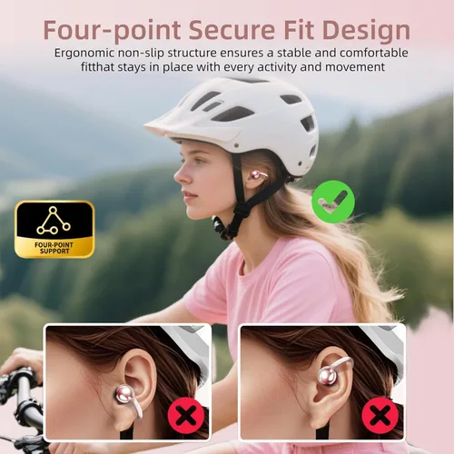 Miniatura 8 de Auriculares abiertos, auriculares inalámbricos con clip Bluetooth 6.0 con funda para pantalla táctil, ligeros de 0.11 oz, auriculares de conducción