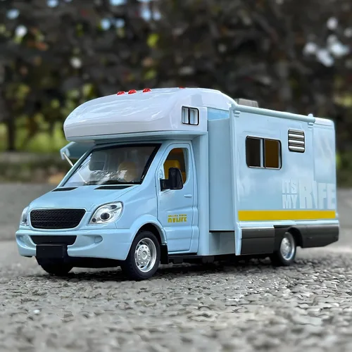 Miniatura 5 de Juguetes de autocaravanas para niños, autocaravana de juguete de metal fundido a presión con luz y sonido, edades 3-8 (Azul)