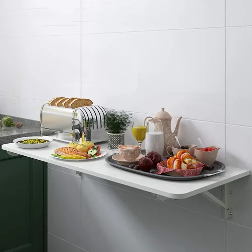 Mesa plegable de pared para cocina, comedor, con soporte de acero inoxidable, mesa de almacenamiento para lavandería, mesa de trabajo para