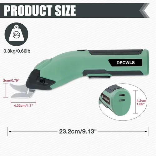Miniatura 2 de Tijeras eléctricas inalámbricas para tela, tijeras de cartón recargables de 4 V con 3 cuchillas afiladas reemplazables, tijeras eléctricas
