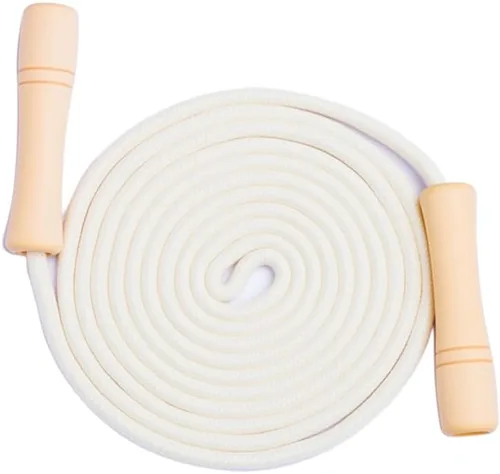 Miniatura 7 de Cuerda de saltar para niños – Mango de madera – Cuerda de saltar ajustable de algodón trenzado para niños pequeños fitness entrenamiento ejercicio