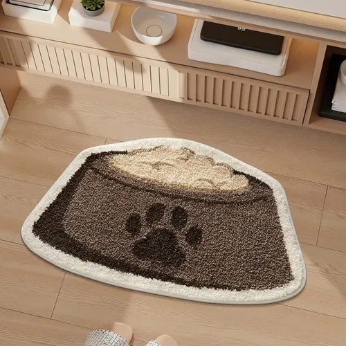 Miniatura 9 de Ankah Tapete para ducha, bañera, baño, alfombra de baño, antideslizante, absorbente, diseño adorable con imagen de gato, tapete suave seco, Beige