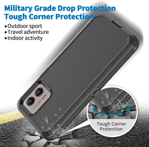 Miniatura 6 de Funda para Moto G 5G 2023, Motorola G 5G 2023, resistente, a prueba de golpes, a prueba de polvo, resistente, protectora, 3 en 1, color negro