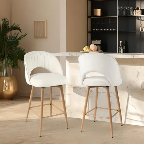 Juego de 2 taburetes de bar giratorios de altura de mostrador para isla de cocina, sillas de bar de 26 pulgadas de altura de asiento para comedor,