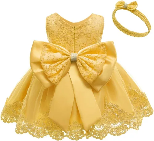 Miniatura 3 de Vestidos de encaje para concursos de niñas bebés de 0-2 años, vestido bordado para fiestas con diadema