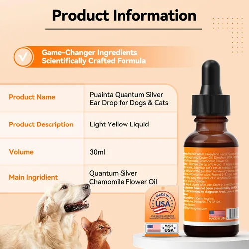 Miniatura 9 de PUAINTA Gotas para los oídos para perros con dediles, limpiador natural de oídos para perros y tratamiento de infecciones, solución de limpieza