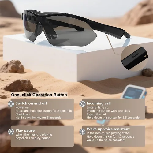 Miniatura 4 de Gafas de música inteligentes para ciclismo, gafas deportivas Bluetooth con altavoz, gafas de sol polarizadas Bluetooth para hombres y mujeres
