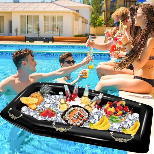 Miniatura 4 de Enfriador inflable de ataúd de 52 pulgadas, flotador inflable para piscina, baúl de hielo, bufé, bebida para fiesta de Halloween, decoración