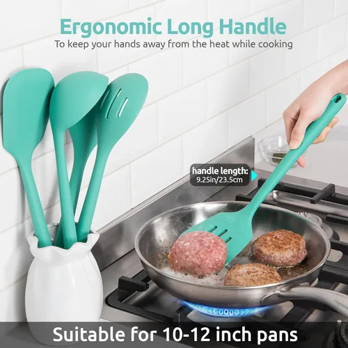 Miniatura 7 de Utensilios de cocina resistentes al calor de 600ºF: U-Taste Juego de herramientas de cocina de silicona extra largas de 13.6 pulgadas, espátula (3)