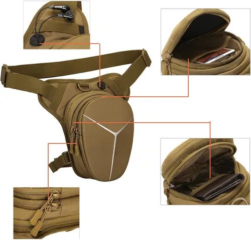 Miniatura 5 de Bolsa de pierna caída, de carcasa dura, con rayas reflectantes, paquete de cintura expandible para muslos, bolsa cruzada, bolsa cruzada para viajes