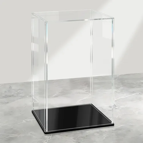 Miniatura 27 de LANSCOERY Vitrina de Acrílico, Caja de Exhibición Ensamblable para Coleccionables, con Diseño a Prueba de Polvo y Sin Costuras, Base Negra de Negro
