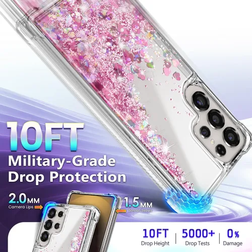 Miniatura 22 de NGB - Funda de teléfono diseñada para Samsung Galaxy S9+ Plus, morado/azul, con purpurina líquida para mujeres y niñas, con protector de pantalla