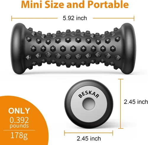 Miniatura 4 de BESKAR Rodillo de masaje para los pies para alivio de fascitis plantar, herramienta portátil de reflexología, rodillos de masaje de punto de Negro