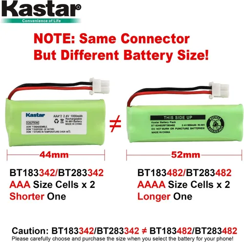 Miniatura 2 de Kastar 6-Pack aaax2 2,4 V 1000 mAh 5264 Ni-MH batería recargable para bt-166342 bt-266342 bt-283342 at & T el51100 el51200 el51250 el52200 el52210