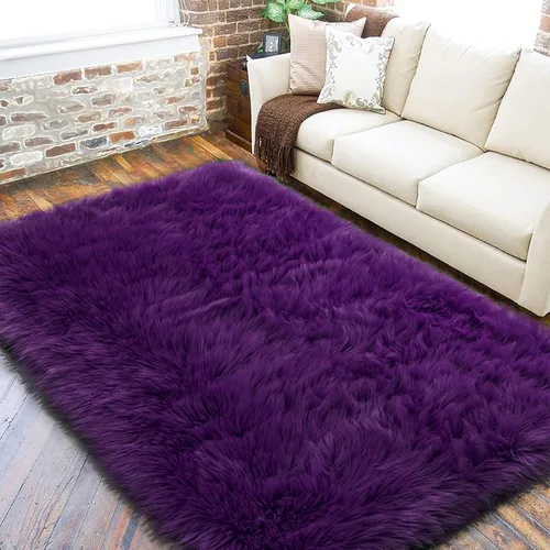 Miniatura 41 de LOCHAS Alfombra mullida ultrasuave, alfombra de pelo sintético de oveja, para el dormitorio, para colocar junto a la cama, para la sala