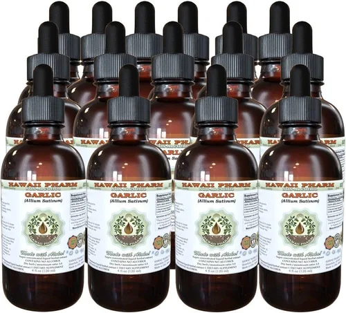 Miniatura 5 de Extracto líquido sin alcohol de ajo, ajo orgánico (Allium sativum) Polvo seco Glicerita Hawaii Pharm Suplemento herbario natural 32 oz sin filtrar