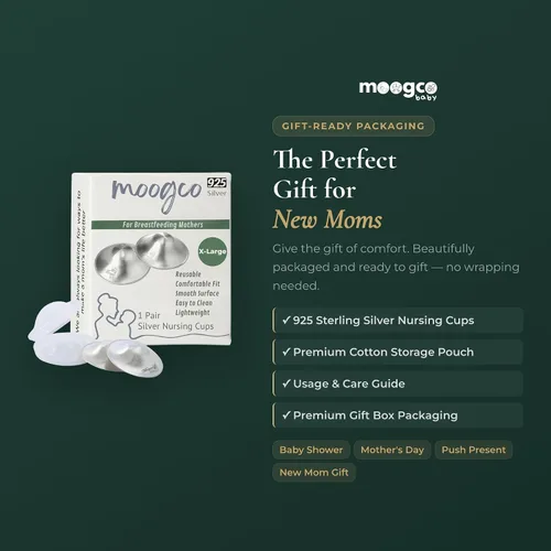 Miniatura 10 de Moogco The Original Silver Nursing Cups - Protectores de pezones para lactancia recién nacido, esenciales para la lactancia materna, imprescindibles