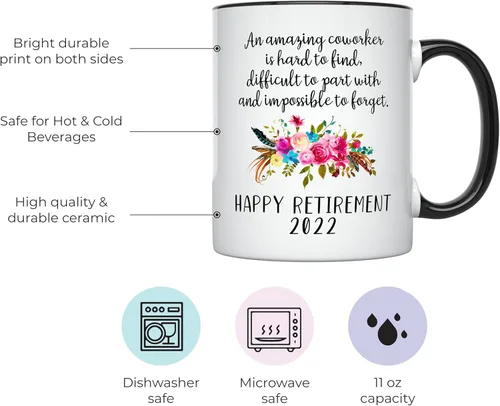 Miniatura 2 de YouNique Designs Taza de jubilación para mujer 2022, 11 onzas, taza de café de jubilación femenina, taza de jubilación para mujeres, taza de feliz