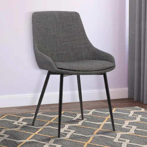 Miniatura 8 de Armen Living Mia - Silla de comedor moderna contemporánea con patas de metal, altura del asiento de 19 pulgadas, color carbón