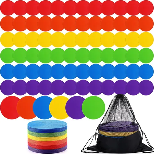Miniatura 9 de Marcadores de punto de piso de TPE Tinideya para gimnasio, puntos planos antideslizantes, marcador de punto de baile para deportes de gimnasio