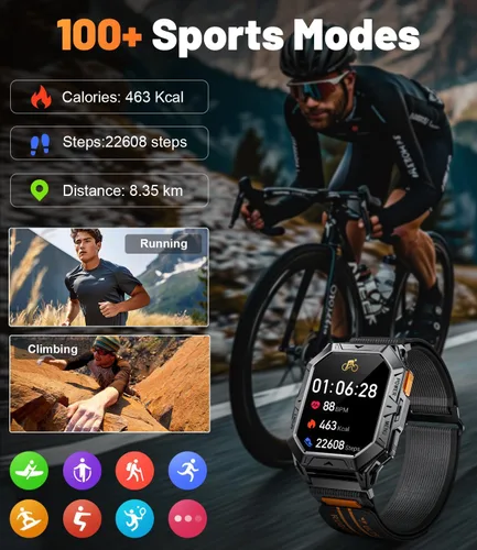 Miniatura 5 de LIGE Relojes inteligentes militares para hombre (respuesta/hacer llamadas), batería de 100 días, reloj inteligente AMOLED de 2.13 pulgadas
