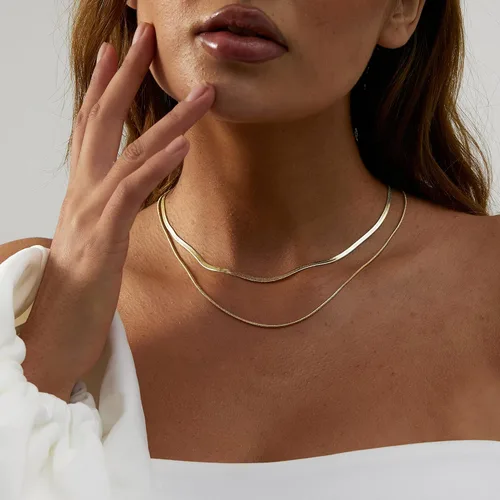 Miniatura 15 de Collares en capas para mujer, chapados en plata, delicada cuerda torcida de serpiente, delicado collar en capas, gargantilla de diferentes