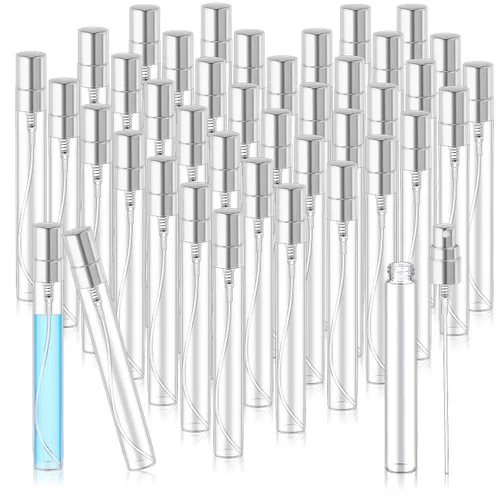 Miniatura 11 de Zhehao - 200 unidades de mini botellas de spray de 5 ml, botellas de vidrio transparente para perfume, atomizador de perfume recargable con Tapa