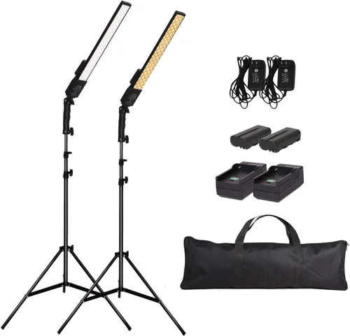Luz de video LED alimentada por batería, varita portátil de mano, regulable 2800-5500 K, kit de luz de estudio fotográfico con batería de iones de