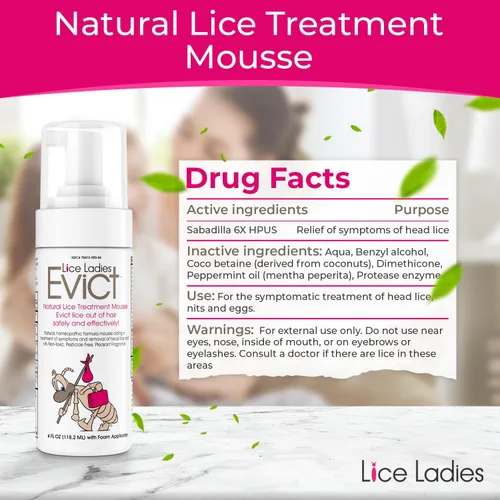 Miniatura 4 de EVICT - Tratamiento seguro todo en uno para piojos para niños Detiene piojos, huevos de piojos, súper piojos, liendres 100% natural y no tóxico