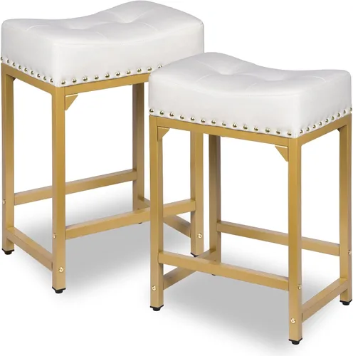 Miniatura 11 de Juego de 2 taburetes de bar de altura de mostrador para isla de cocina, taburetes de bar negros de 24 pulgadas, taburetes de bar sin espalda