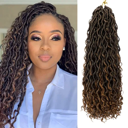 Miniatura 15 de Rastas sintéticas de cabello de ganchillo de 10 pulgadas, cabello de ganchillo Ombre Goddess Locs para mujer, trenzas de ganchillo suaves y rizadas