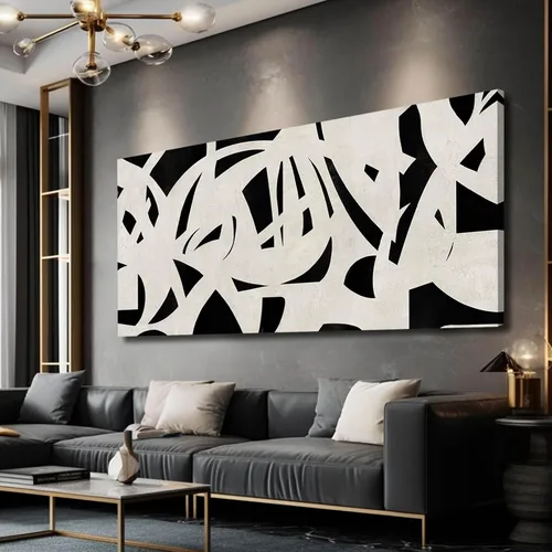 Miniatura 13 de Arte de pared geométrico de mediados de siglo, decoración moderna en blanco y negro, cuadros para paredes, lienzo fotográfico para sala de estar