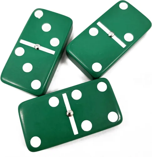Miniatura 6 de Marion Dominó Doble Seis 6 Azulejos Verdes Tamaño Jumbo de Torneo Profesional con Giradores en Elegante Bolsa de Terciopelo Negro