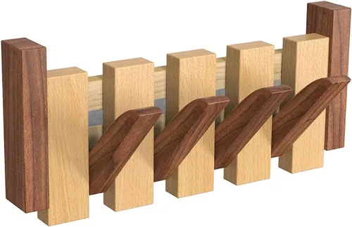 Miniatura 7 de Perchero de Pared de Madera, Perchero de Pared de Madera con 6 Ganchos Magnéticos Abatibles Piano Perchero de Pared para Entrada, Baño, Dormitorio