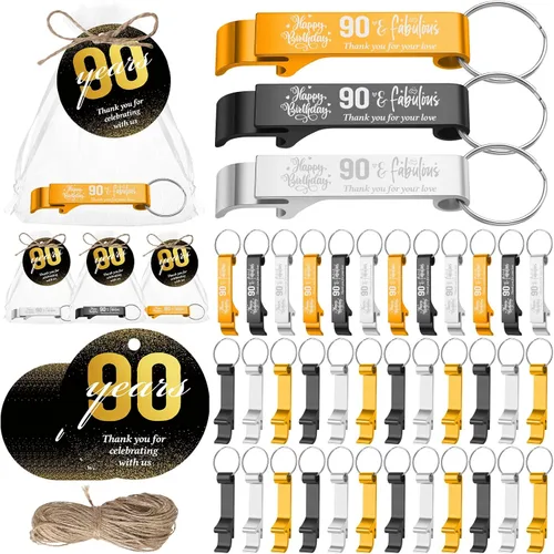 Miniatura 14 de Dandat 50 Sets 40th Birthday Party Favors for Guests Birthday Beer Opener Keychain Cheers to 40 Bottle Opener Keychain with Thank You Cards and Gift