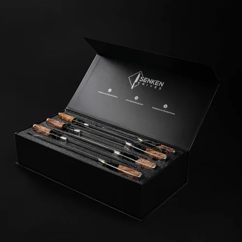 Miniatura 5 de SENKEN Juego de 7 piezas de cuchillos de cocina de Damasco - Colección Tsunami - Acero VG10 japonés de 67 capas - Cuchillo de chef, cuchillo